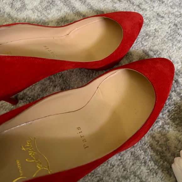 Louboutin 85mm red suede heels main image 5